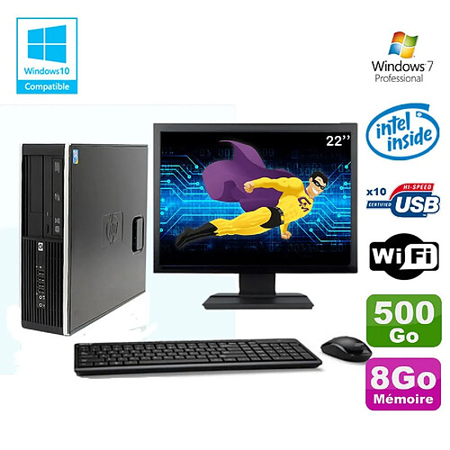 Lot PC HP Elite 8100 SFF G6950 2,8 GHz 8Go 500Go Wifi Graveur W7 Pro Ecran 22" · Occasion