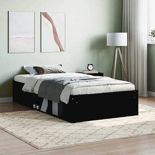 Maison Chic Lit adulte - Lit simple Cadre de lit,Structure du lit Contemporain noir 90x200 cm -MN21004