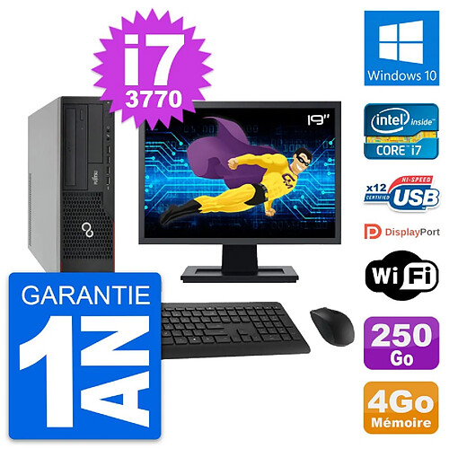 PC Fujitsu E910 DT Ecran 19" Intel i7-3770 RAM 4Go Disque 250Go Windows 10 Wifi · Occasion