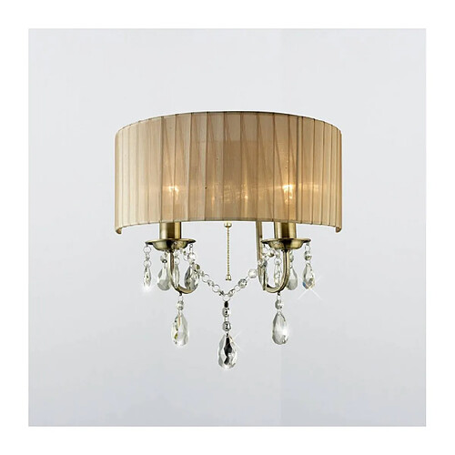 Luminaire Center Applique murale Olivia avec interrupteur avec Abat jour bronze 2 Ampoules laiton antique/cristal