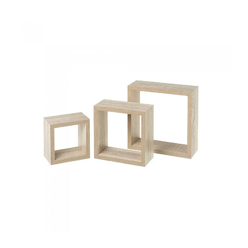 Wadiga Set de 3 Étagères Murales Carrées en Bois - 25X25X9cm