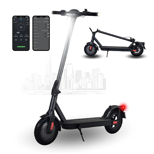 YOMME MOBILITÉ Trottinette Electrique Adulte Avec Led Et Guidon Clignotant, 10 Pouces Scooter Électrique 350w, Chargé Max 120kg, Vitesse 25km/H, Autonomie 30km, Freinage Disc, Étanchéité Et App Contrôle