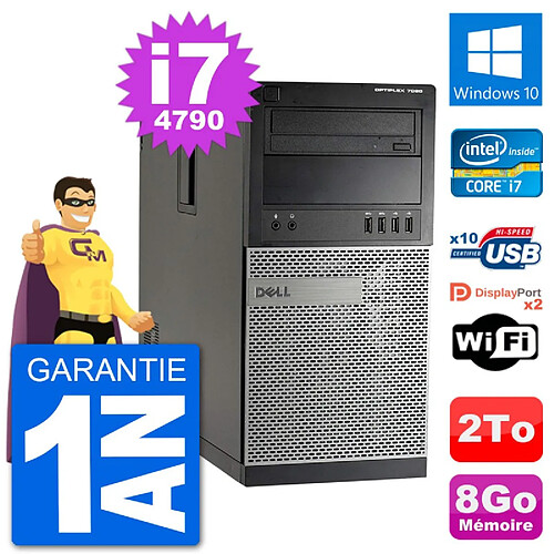 PC Tour Dell 7020 Intel Core i7-4790 RAM 8Go Disque Dur 2To Windows 10 Wifi · Occasion