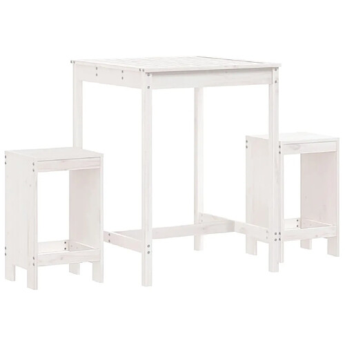 Maison Chic Table de bar et chaises d'extérieur 3 pcs,Ensemble de bar de jardin pour relax blanc bois de pin massif -GKD654018