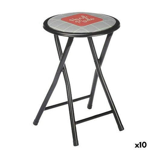 Gift Decor Tabouret Pliant Hand Made Marron Noir Gris PVC Métal 30 x 30 x 45 cm (10 Unités)