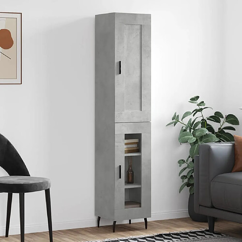 vidaXL Buffet haut Gris béton 34,5x34x180 cm Bois d'ingénierie