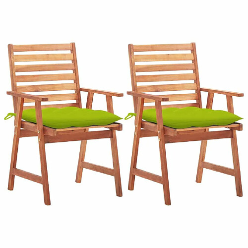 Maison Chic Lot de 2 Chaises à dîner d'extérieur avec coussins | Fauteuil chaises à manger d'extérieur Acacia massif -GKD48944