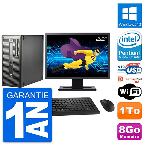 PC Tour HP EliteDesk 800 G1 Ecran 22" G3220 RAM 8Go Disque 1To Windows 10 Wifi · Occasion