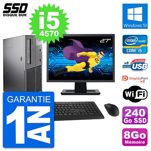 PC Lenovo M93p SFF Ecran 27" Intel i5-4570 RAM 8Go SSD 240Go Windows 10 Wifi · Occasion