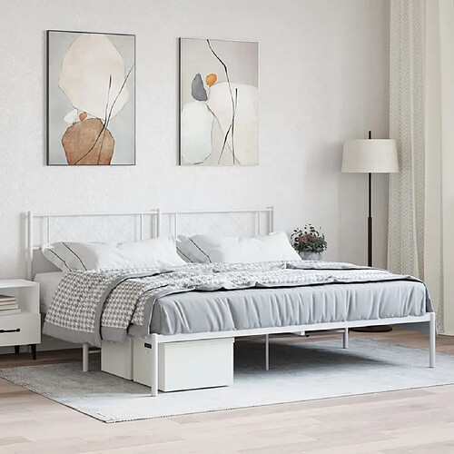 Maison Chic Lit adulte - Cadre de lit métal avec tête de lit,Structure du lit Contemporain pour chambre blanc 183x213 cm -MN40231