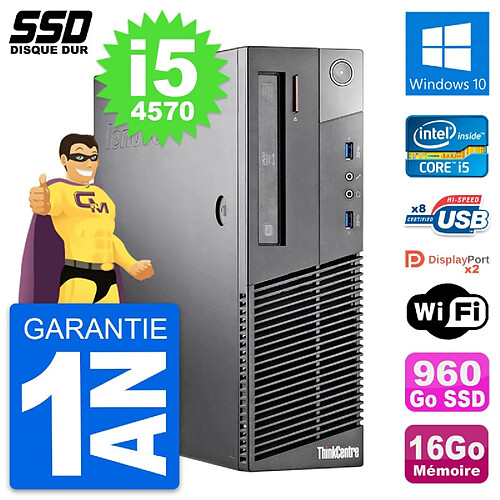 PC Lenovo ThinkCentre M93p SFF Intel i5-4570 RAM 16Go SSD 960Go Windows 10 Wifi · Occasion