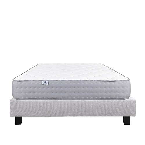 LUXURY LITERIE Ensemble matelas zen 90x190 cm + sommier gris ep20cm