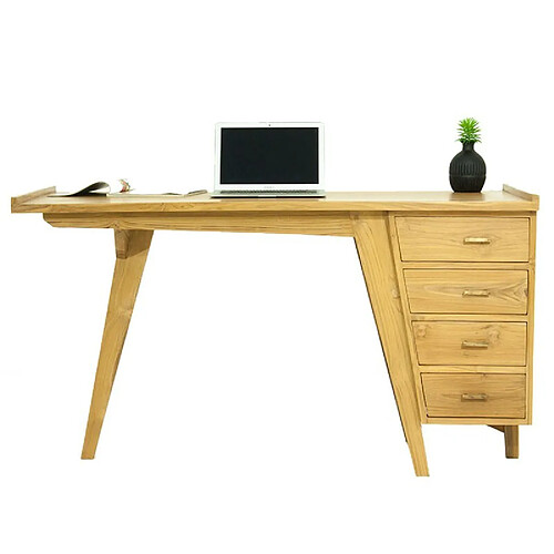 Paris Prix Bureau Design en Teck Pokara 140cm Naturel