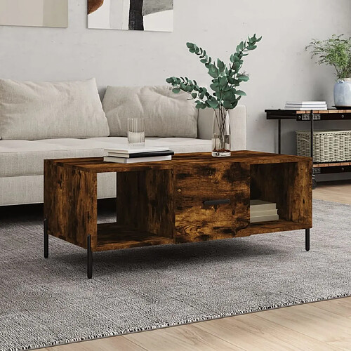 Maison Chic Table basse,Table Console Table d'appoint, Table pour salon chêne fumé 102x50x40 cm bois d'ingénierie -MN79102