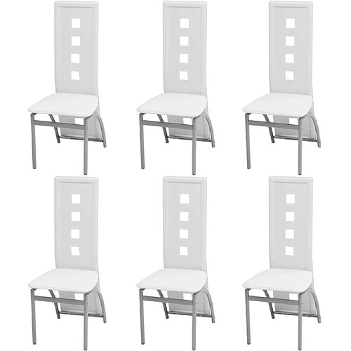 Maison Chic Lot de 6 Chaises à manger modernes,Chaises à dîner blanc similicuir -MN85949