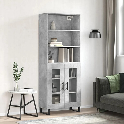 Maison Chic Buffet,Meuble de Rangement,commode pour salon,Cuisine Gris béton 69,5x34x180 cm Bois d'ingénierie -MN10425