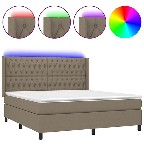 Maison Chic Lit adulte- Lit + matelas + LED,Sommier à lattes de lit matelas et LED Taupe 180x200 cm Tissu -GKD68131