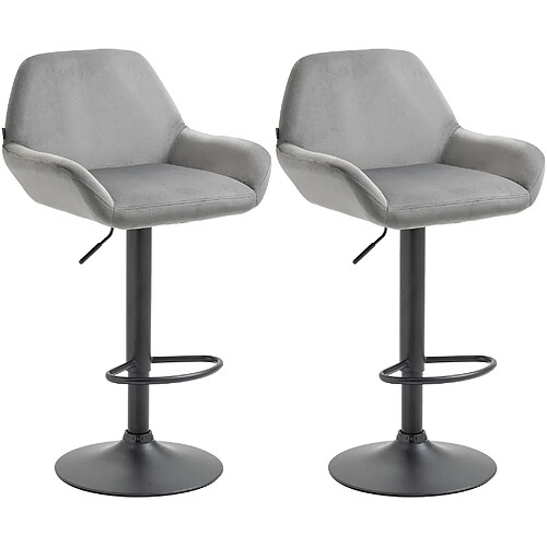 Non Lot de 2 tabourets de bar Braga velours noir