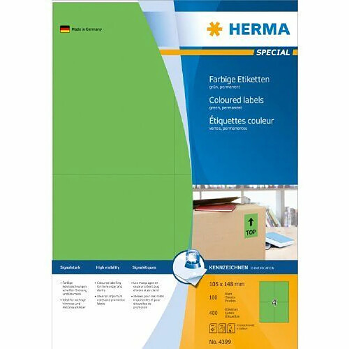 Herma 4399 Étiquettes 105 x 148 A4 400 pièces Vert