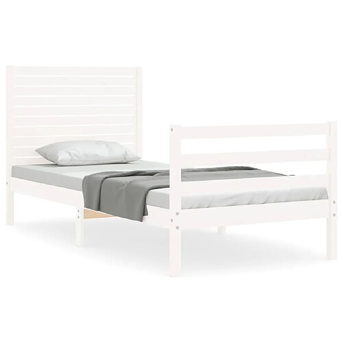 Maison Chic Cadre/structure de lit avec tête de lit pour adulte - Lit Moderne Chambre blanc petit simple bois massif -MN61461