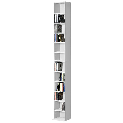 Étagère CD / DVD Aventoft 175 x 20 x 20 cm Blanc [en.casa]