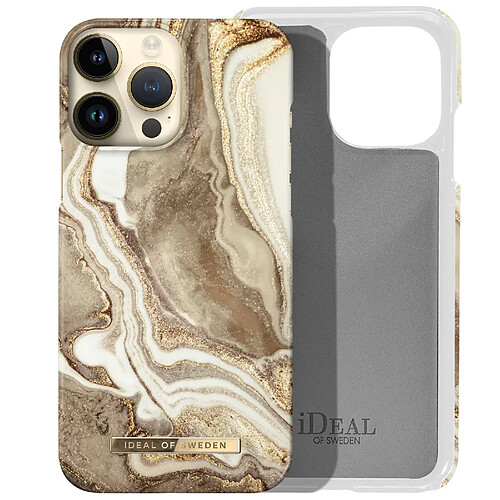 iDeal of Sweden Coque pour iPhone 14 Pro Marbré Luxe Ultra fine Golden Sand Marble Beige