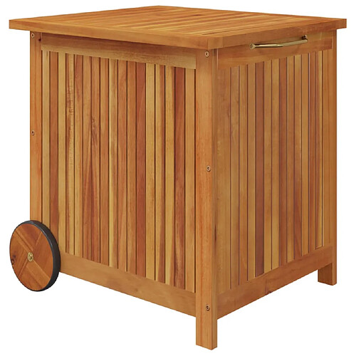 Helloshop26 Coffre boîte meuble de jardin rangement avec roues 60 x 50 x 58 cm bois acacia 02_0013066