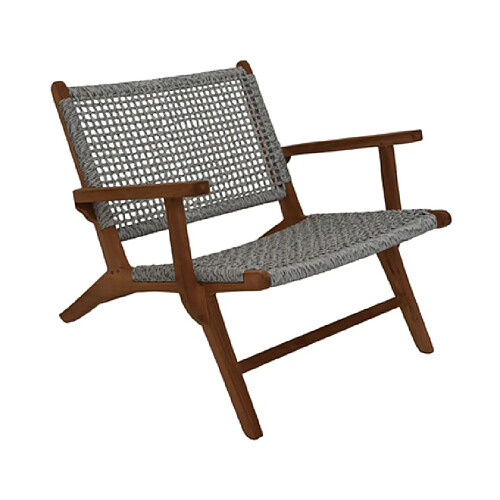 Mes Fauteuil de jardin 80x80x65 cm en teck marron et blanc