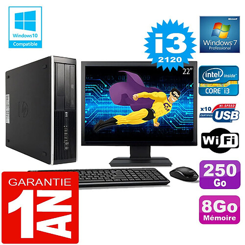 PC HP Compaq 8300 SFF Core I3-2120 Ram 8Go Disque 250 Go Wifi W7 Ecran 22" · Occasion