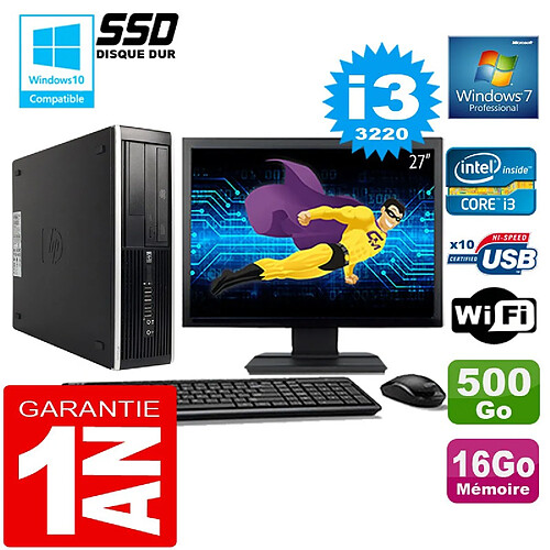 PC HP Compaq 8300 SFF Core I3-3220 Ram 16Go Disque 500 Go Wifi W7 Ecran 27" · Occasion