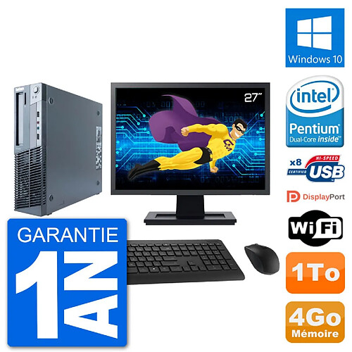 PC Lenovo M91p SFF Ecran 27" Intel G630 RAM 4Go Disque 1To Windows 10 Wifi · Occasion