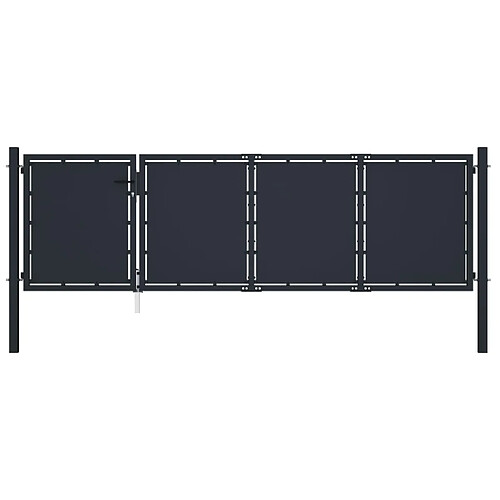 vidaXL Portail de jardin Acier 350 x 75 cm Anthracite