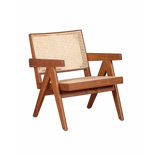 Nest Dream Fauteuil classique avec accoudoirs en bois de teck et rotin naturel - Compass