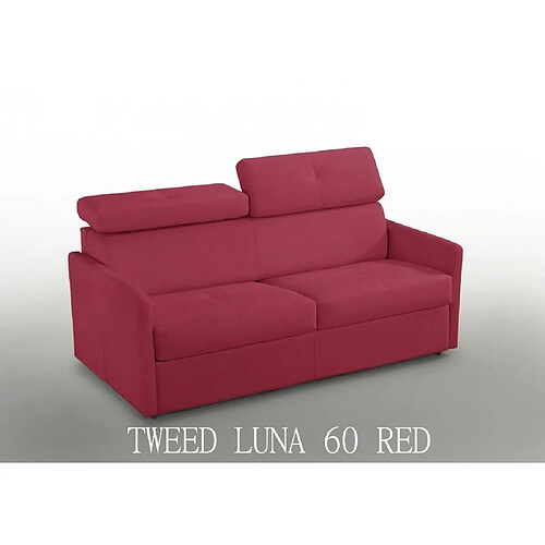 Inside 75 Canapé 3-4 places PARIS 160cm COUCHAGE EXPRESS Tweed rouge matelas 16 cm