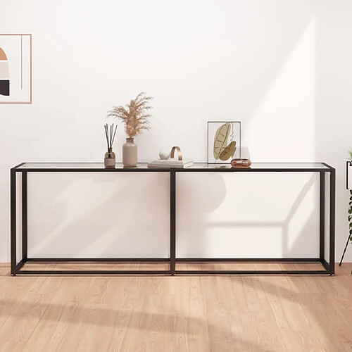 vidaXL Table console Transparent 220x35x75,5 cm Verre trempé