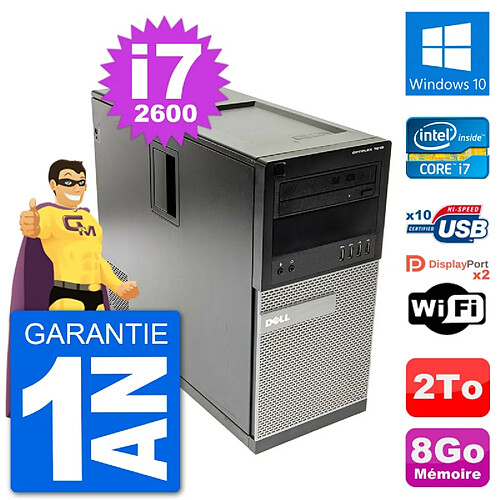 PC Tour Dell 7010 Intel Core i7-2600 RAM 8Go Disque Dur 2To Windows 10 Wifi · Occasion