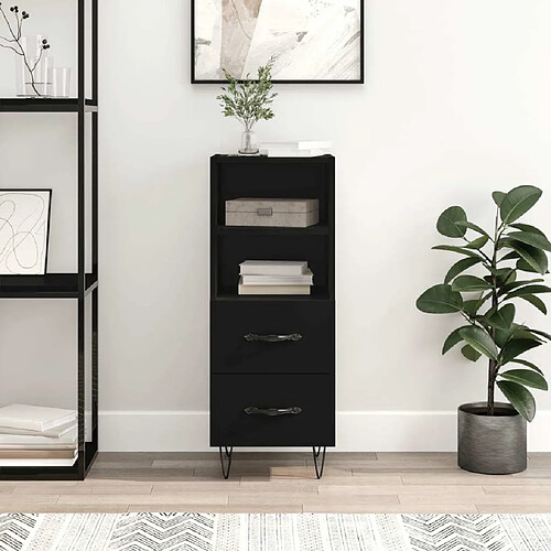 Maison Chic Buffet,Meuble de Rangement,commode pour salon,Cuisine Noir 34,5x34x90 cm Bois d'ingénierie -MN34485