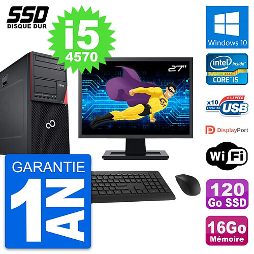 PC Tour Fujitsu P720 Ecran 27" Intel i5-4570 RAM 16Go SSD 120Go Windows 10 Wifi · Occasion