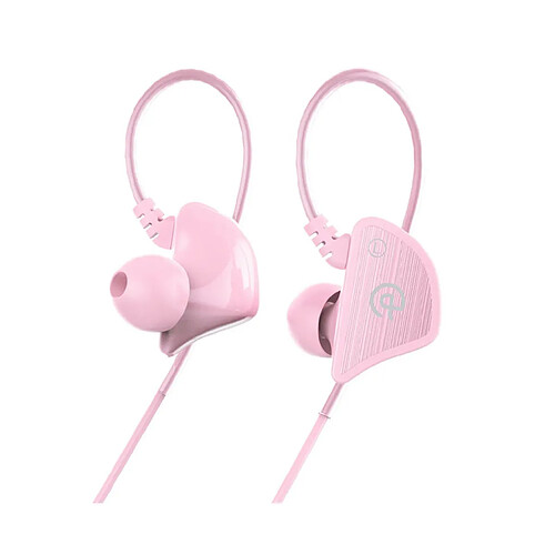 LUUCOZK Écouteurs intra-auriculaires HiFi à double bobine mobile - Sport Bass Q3 Écouteurs filaires à 4 cœurs - Rose