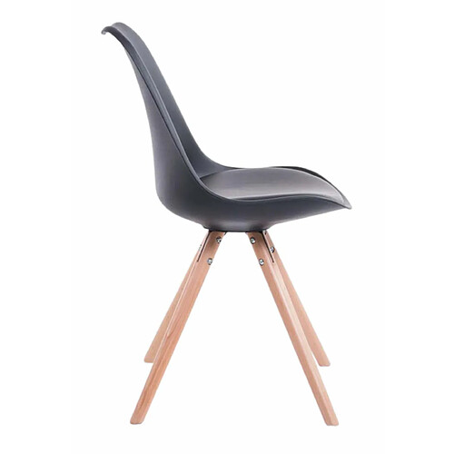 Decoshop26 4 chaises de salle à manger style scandinave en synthétique et plastique noir pieds rond en bois clair CDS10378