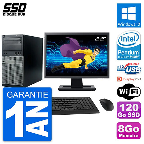 PC Tour Dell 790 MT Ecran 22" Intel G630 RAM 8Go SSD 120Go Windows 10 Wifi · Occasion