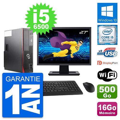 PC Fujitsu D556 DT Ecran 27" Intel i5-6500 RAM 16Go Disque 500Go Windows 10 Wifi · Occasion