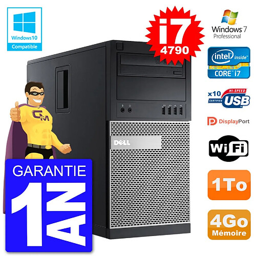 PC Tour DELL 9020 Intel Core I7-4790 RAM 4Go Disque Dur 1To Graveur DVD Wifi W7 · Occasion