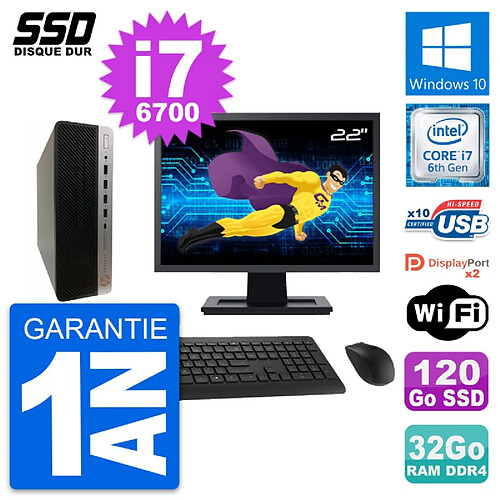 PC HP ProDesk 600 G3 SFF Ecran 22" i7-6700 RAM 32Go SSD 120Go Windows 10 Wifi · Occasion