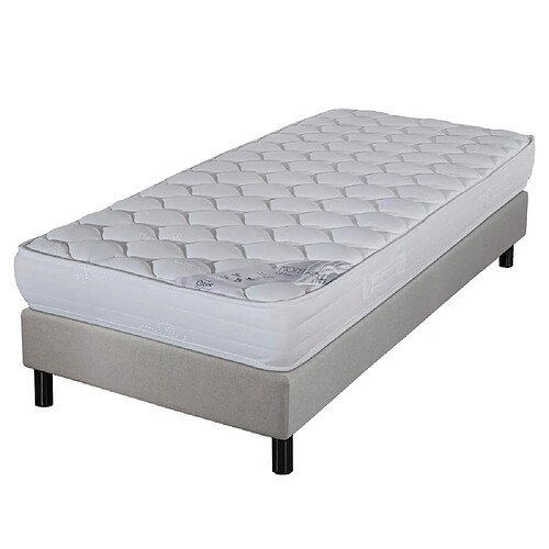 Ebac Matelas et sommier 90x190 Mousse - Newkit - Soutien medium - Sommier démonté - Lin