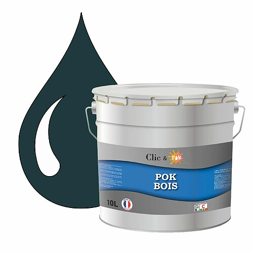 Pok Peinture de Finition Solvantée Laque Semi-Brillante Boiseries Intérieures et Extérieures - 10L - RAL 6004 - Vert Bleu