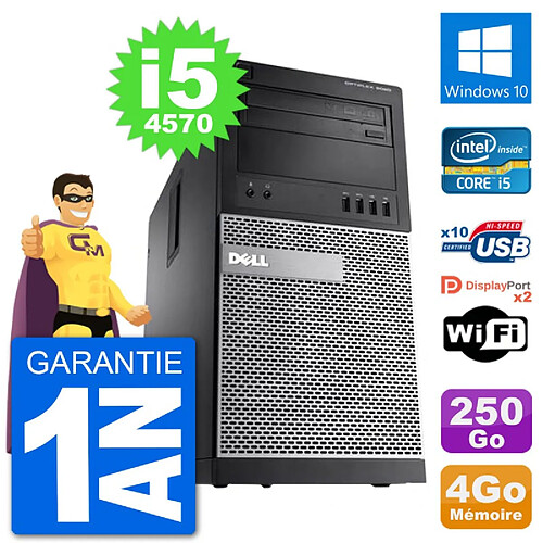 PC Tour Dell 9020 Intel Core i5-4570 RAM 4Go Disque Dur 250Go Windows 10 Wifi · Occasion