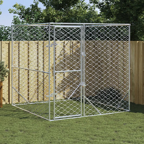 vidaXL Chenil d'extérieur pour chiens argenté 2x2x2 m acier galvanisé