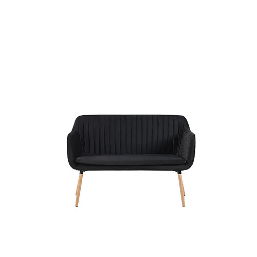 Beliani Canapé banquette 2 places en velours noir TABY