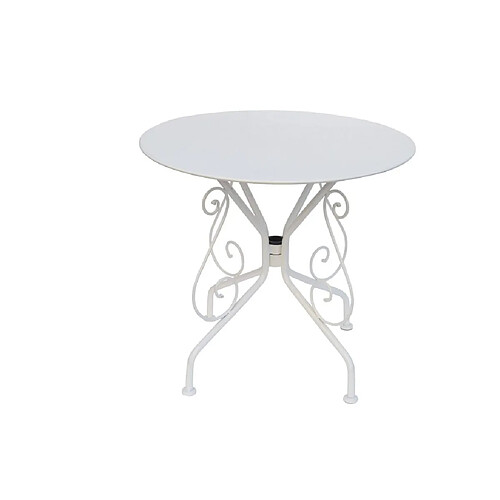 Vente-Unique Table de jardin D.80 cm en métal façon fer forgé - Blanc - GUERMANTES de MYLIA